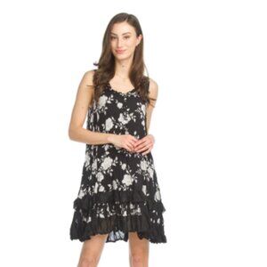 FLORAL  RUFFLE HEM DRESS Whimsigoth drop waist waist